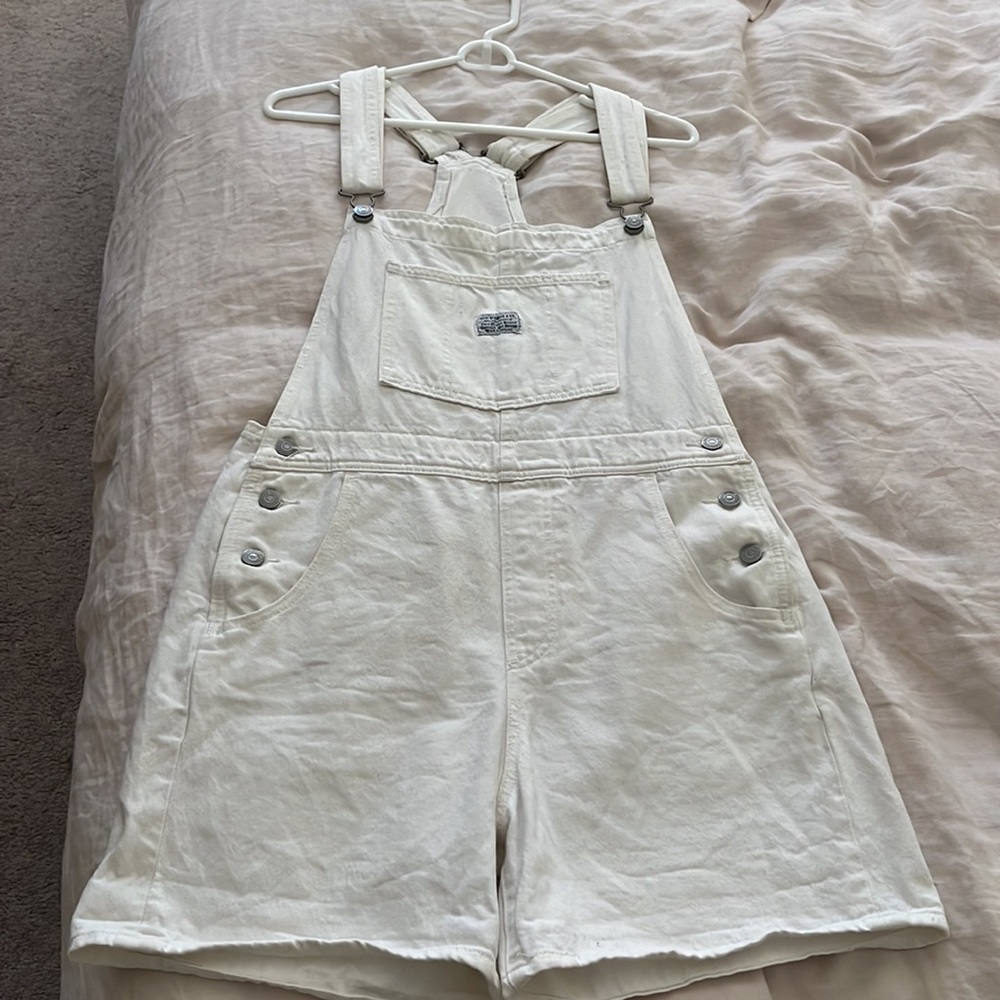 Women’s White Levi Shorts Overalls